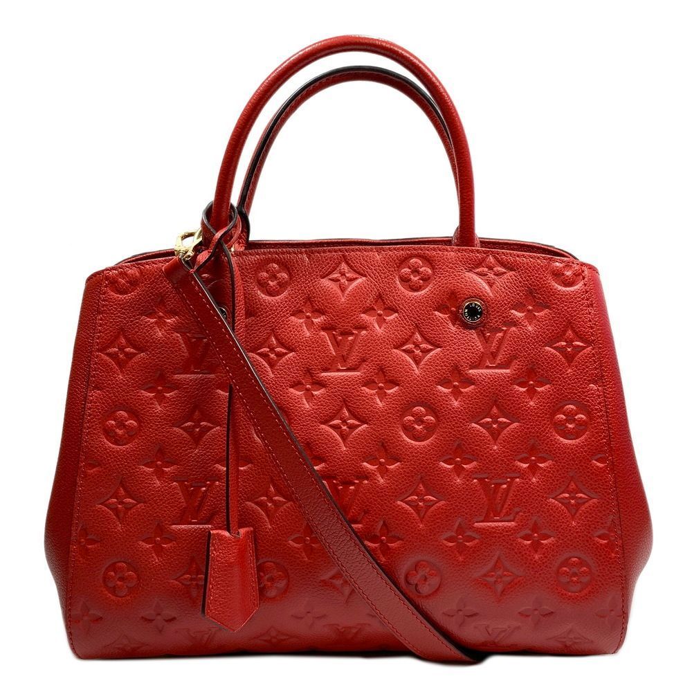 Montaigne MM 2-Way  Leather Monogram Implant Cerise Red
